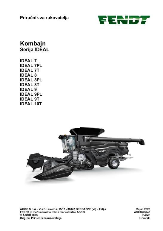 AGCO 7 8 9 10 IDEAL Combine (Europe only, stage V) Operator Manual ACX4623240 Croatian