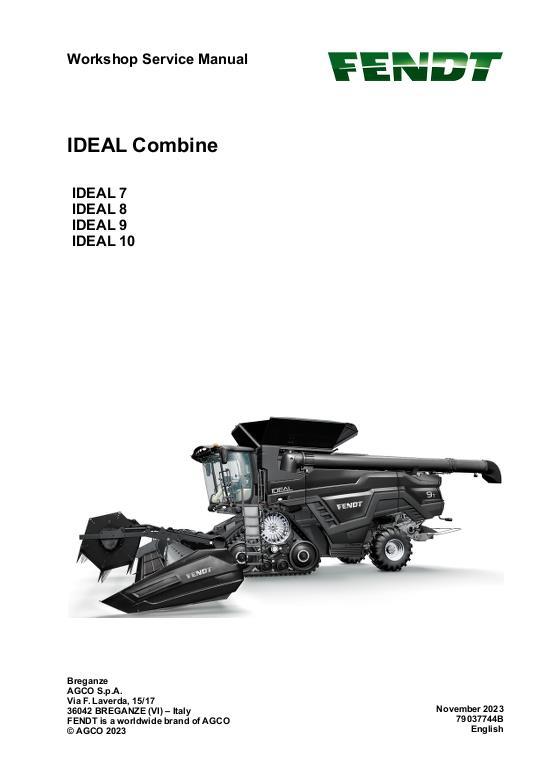 AGCO 7 8 9 10 IDEAL Combine (Model Year 2023 2024) (packet) Service Manual 79037744B English