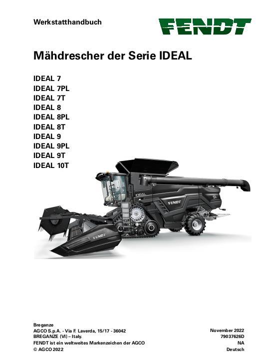 AGCO 7 8 9 10 IDEAL Combine (model year 2021 2022) (packet) Service Manual 79037626D German