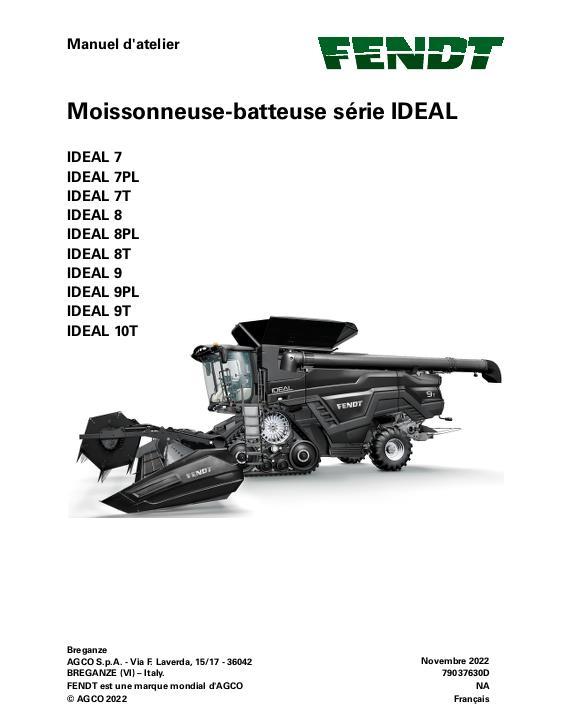 AGCO 7 8 9 10 IDEAL Combine (model year 2021 2022) (packet) Service Manual 79037630D French