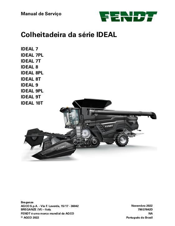 AGCO 7 8 9 10 IDEAL Combine (model year 2021 2022) (packet) Service Manual 79037642D Portuguese
