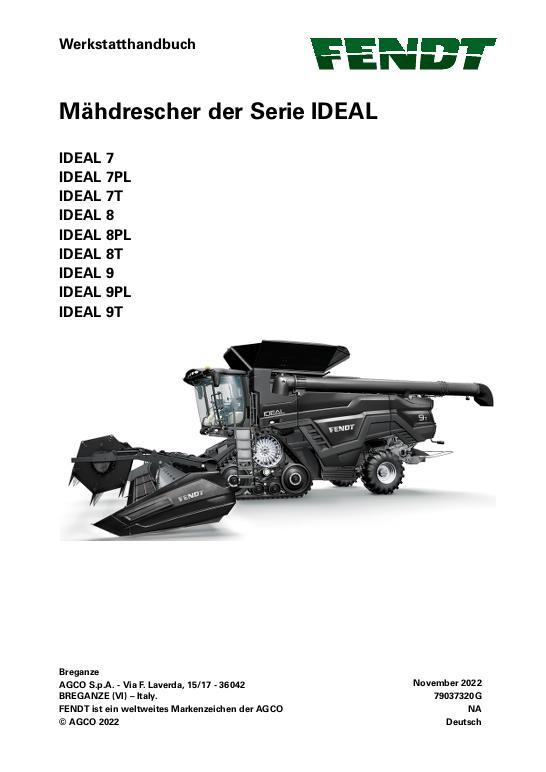 AGCO 7 8 9 IDEAL Combine (2018, 2019, 2020) (packet) Service Manual 79037320G German