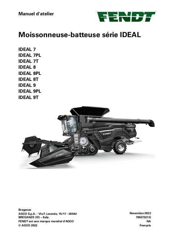 AGCO 7 8 9 IDEAL Combine (2018, 2019, 2020) (packet) Service Manual 79037321G French