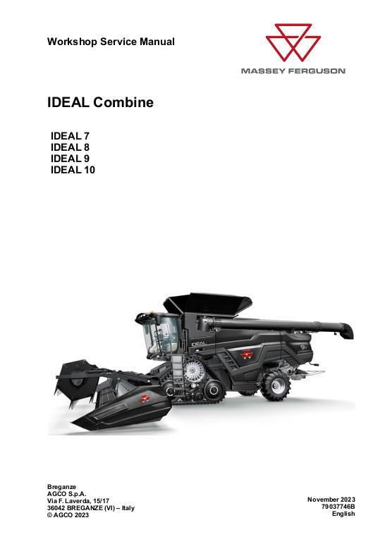 AGCO 7 8 9 IDEAL Combine (Model Year 2023 2024) (packet) Service Manual 79037746B English