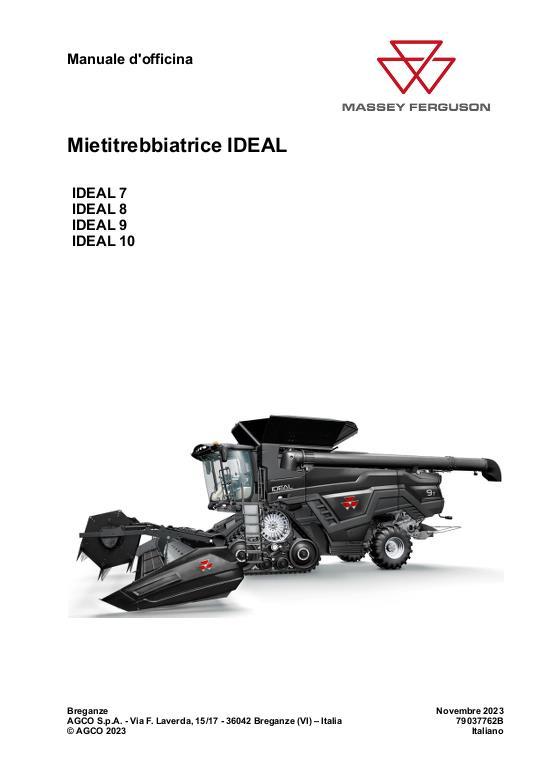 AGCO 7 8 9 IDEAL Combine (Model Year 2023 2024) (packet) Service Manual 79037762B Italian