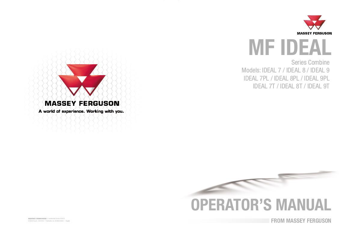 AGCO 7 8 9 IDEAL Combine (prior to 2021, not No Am, non CE, tier 4 Operator Manual ACW5240380 Bulgarian