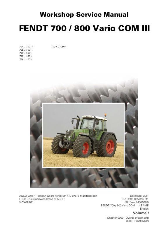 AGCO 700 800 Series Vario Tractor (com 3) Service Manual 72600426 English