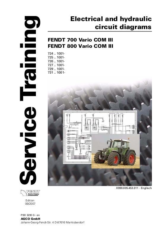 AGCO 700 800 Series Vario Tractor (com 3, elect. & hyd. schematics) Service Manual 72456086 English