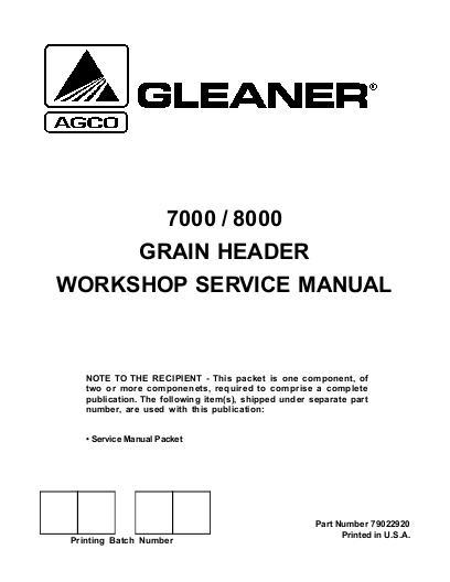 AGCO 7000 Rigid 8000 Flex Grain Header (packet) Service Manual 79022920 English