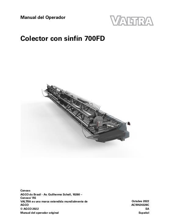 AGCO 700FD Draper Header Operator Manual ACW424326C Spanish 1 AGCO 700FD Draper Header Operator Manual ACW424326C Spanish