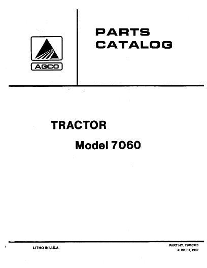 AGCO 7060 Tractor Parts Book 79006523 English 1 AGCO 7060 Tractor Parts Book 79006523 English