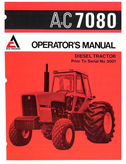 AGCO 7080 Tractor (prior sn 3001) Operator Manual 70269343 English