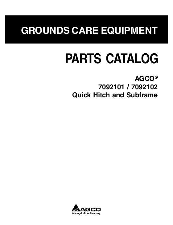 AGCO 7092101 7092102 Quick Hitch & Subframe Parts Book 4263959M4 English