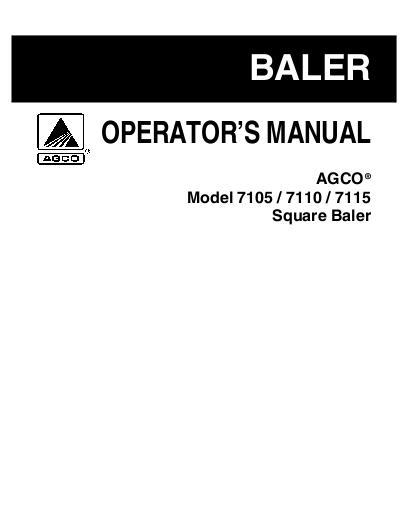 AGCO 7105 7110 7115 Rectangular Baler Operator Manual 700729263E English 1 AGCO 7105 7110 7115 Rectangular Baler Operator Manual 700729263E English