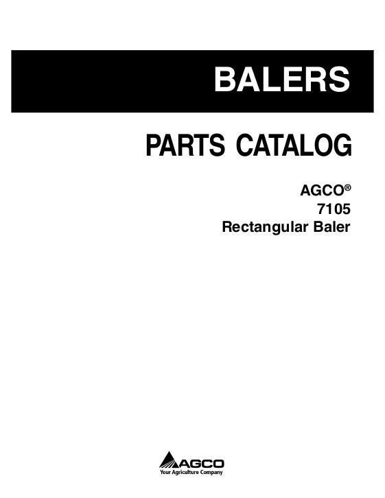 AGCO 7105 Rectangular Baler Parts Book 700730174B English