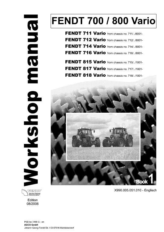 AGCO 711 712 714 716, 815 817 818 Tractor (tier 2) Service Manual 72439312 English