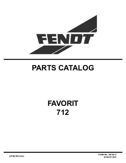 AGCO 712 Favorit Tractor Parts Book 79019217 English