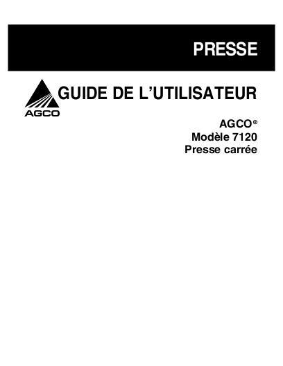 AGCO 7120 Rectangular Baler Operator Manual 700729845J French