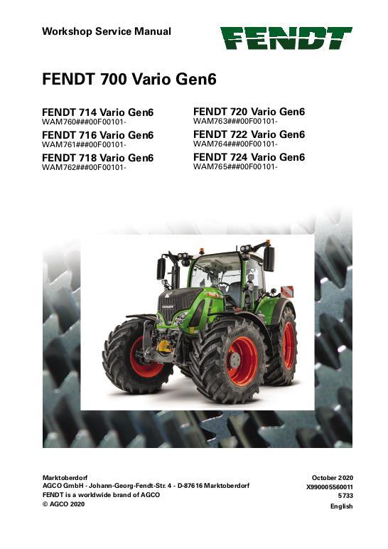 AGCO 714 716 718 720 722 724 Gen6 Tractor (packet) Service Manual 72662764 English