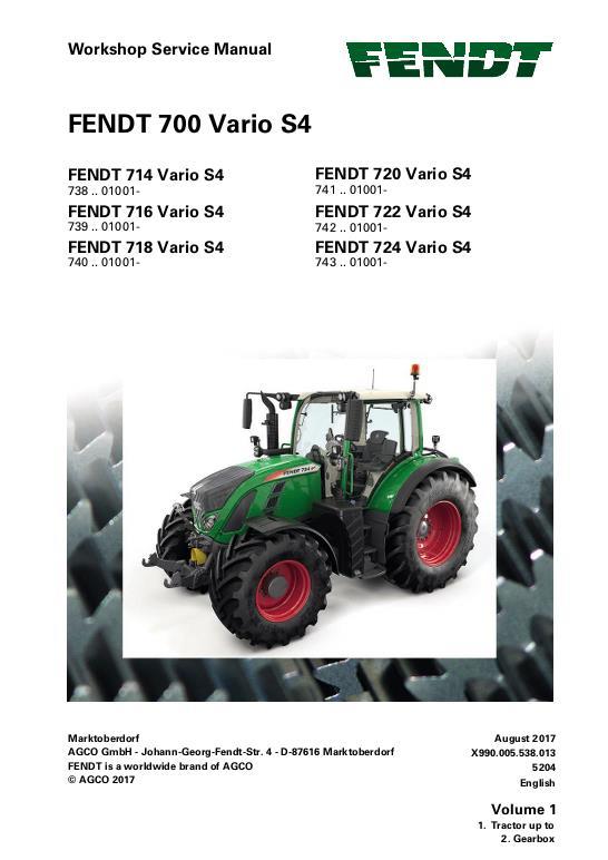 AGCO 714 716 718 720 722 724 (S4, tier 4, less schematics) Service Manual 72631628 English