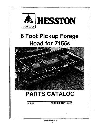 AGCO 7155S Forage Harvester (6 ft pick-up head, eff sn 8600) Parts Book 700714225 English 1 AGCO 7155S Forage Harvester (6 ft pick-up head, eff sn 8600) Parts Book 700714225 English