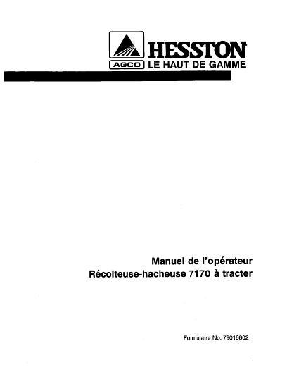 AGCO 7170 Beet Harvester Operator Manual 79016602 French 1 AGCO 7170 Beet Harvester Operator Manual 79016602 French