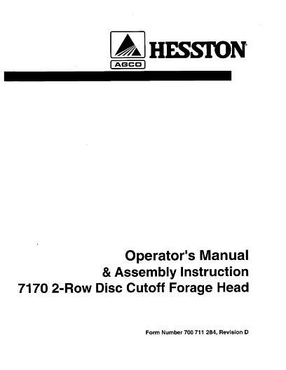 AGCO 7170 Disc Forage Head (2 row) Operator Manual 700711284D English 1 AGCO 7170 Disc Forage Head (2 row) Operator Manual 700711284D English