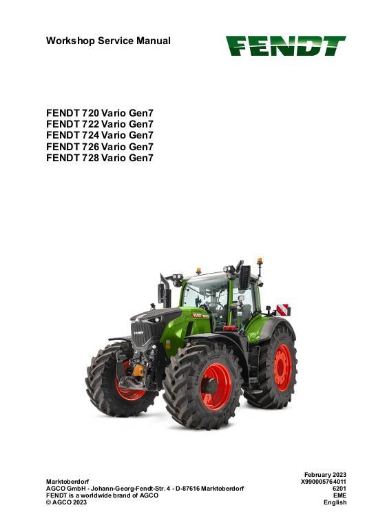 AGCO 720 722 724 726 728 VARIO GEN7 Service Manual 72678231A English
