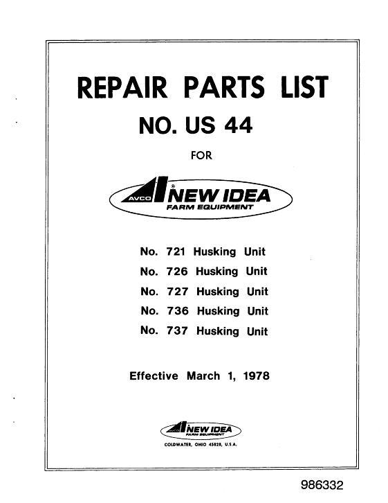 AGCO 721 726 727 736 737 Husker Parts Book 986332 English 1 AGCO 721 726 727 736 737 Husker Parts Book 986332 English