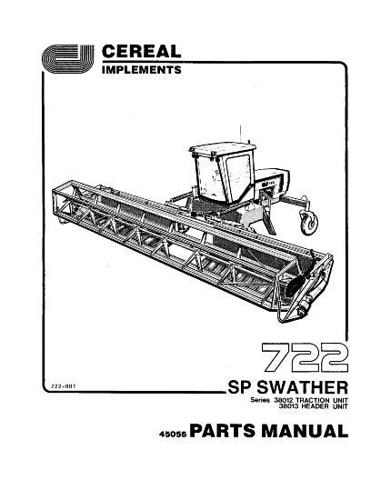 AGCO 722 SP Swather (Traction unit 38012, Header unit 38013) Parts Book 3727889M1 English