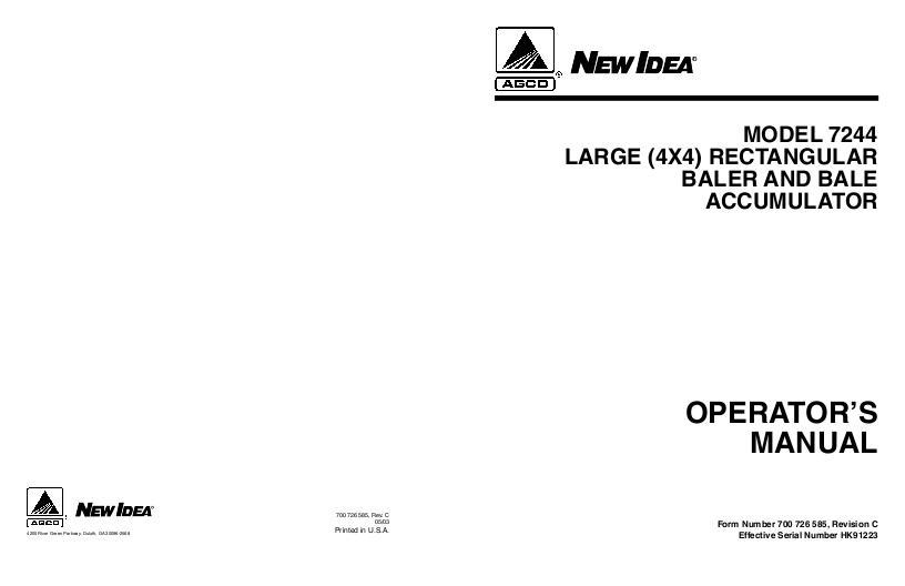 AGCO 7244 Baler Operator Manual 700726585C English 1 AGCO 7244 Baler Operator Manual 700726585C English