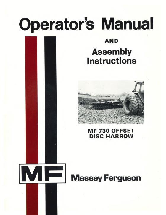 AGCO 730 Offset Disc Harrow (folding) Operator Manual 1448501M1 English 1 AGCO 730 Offset Disc Harrow (folding) Operator Manual 1448501M1 English