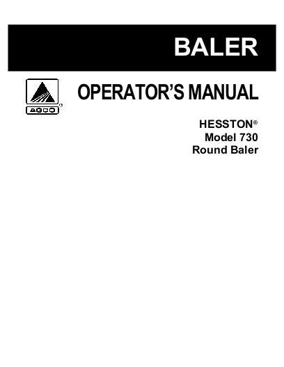 AGCO 730 Round Baler Operator Manual 700725170C English 1 AGCO 730 Round Baler Operator Manual 700725170C English