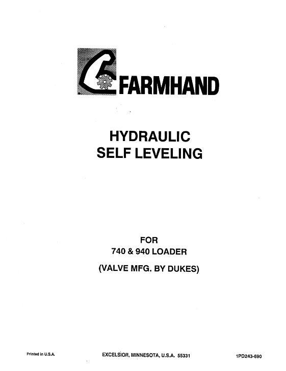 AGCO 740 940 Loader Hydraulic Self Leveling (1990) Operator Manual 1PD243690 English