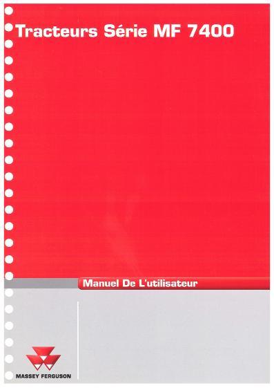 AGCO 7400 Series Tractor Operator Manual 3378795M1 French