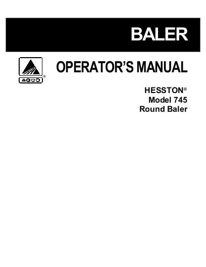 AGCO 745 Round Baler Operator Manual 700721418D English 1 AGCO 745 Round Baler Operator Manual 700721418D English