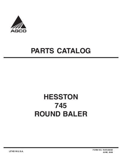 AGCO 745 Round Baler Parts Book 700722596D English 1 AGCO 745 Round Baler Parts Book 700722596D English