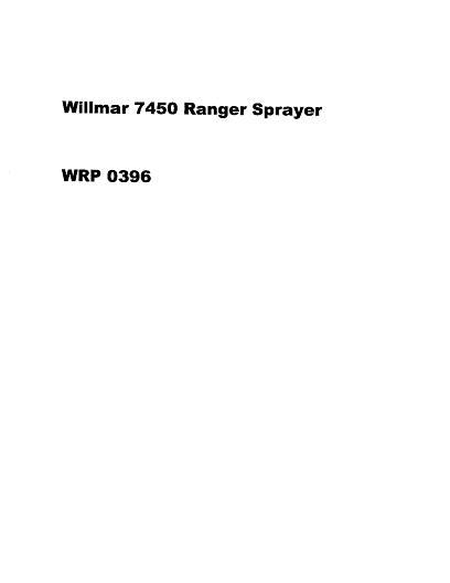 AGCO 7450 Ranger Sprayer (1998) Parts Book WRP0396 English