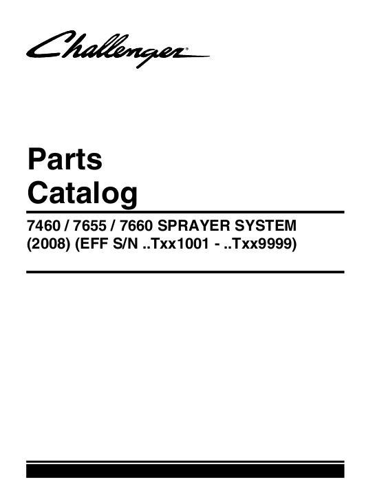 AGCO 7460 7655 7660 Sprayer (liquid system, eff Txx1001, 2008) Parts Book 517147D1B English 1 AGCO 7460 7655 7660 Sprayer (liquid system, eff Txx1001, 2008) Parts Book 517147D1B English