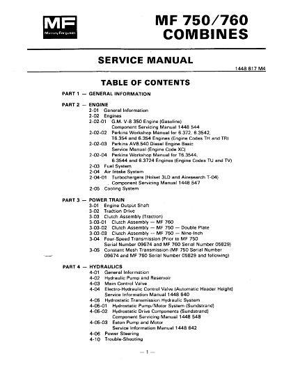 AGCO 750 760 Combine (packet) Service Manual 1448817M4 English