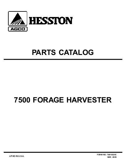 AGCO 7500 Forage Harvester Dion (2003) Parts Book 79019329C English 1 AGCO 7500 Forage Harvester Dion (2003) Parts Book 79019329C English