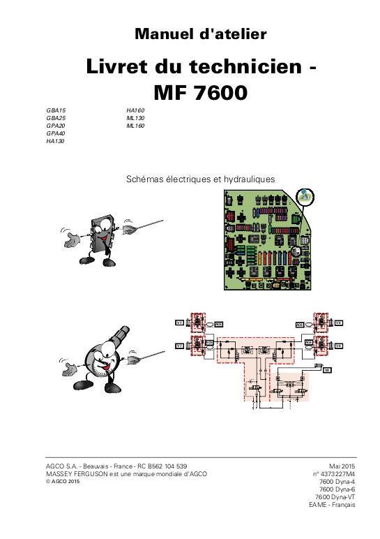 AGCO 7600 Series Tractor Technician Service Book Service Manual 4373227M4 French