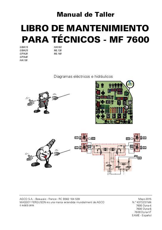 AGCO 7600 Series Tractor Technician Service Book Service Manual 4373231M4 Spanish