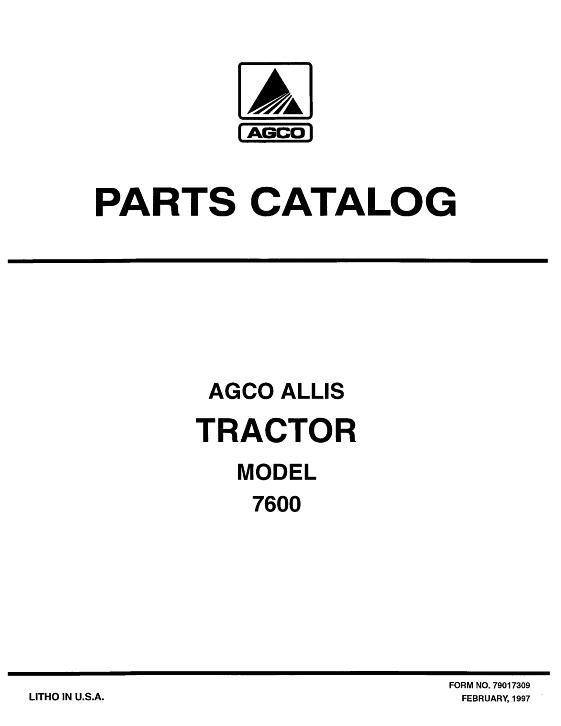 AGCO 7600 Tractor Parts Book 79017309 English 1 AGCO 7600 Tractor Parts Book 79017309 English