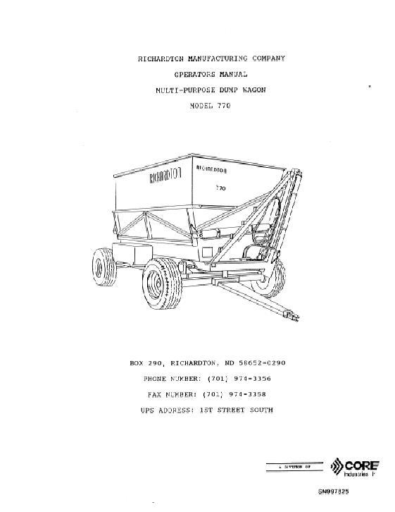 AGCO 770 Richardton Dump Wagon (automotive steer) Operator Manual SN997825 English 1 AGCO 770 Richardton Dump Wagon (automotive steer) Operator Manual SN997825 English