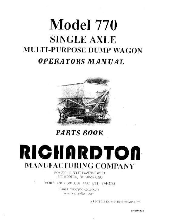 AGCO 770 Richardton Dump Wagon (single axle) Operator Manual SN997823 English 1 AGCO 770 Richardton Dump Wagon (single axle) Operator Manual SN997823 English