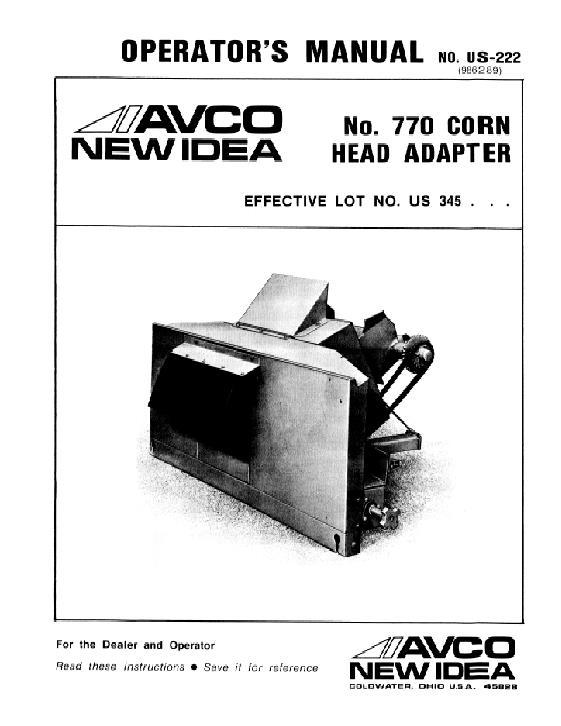 AGCO 770 Uni Harvester (attachment, US-345 -) Operator Manual 986289 English