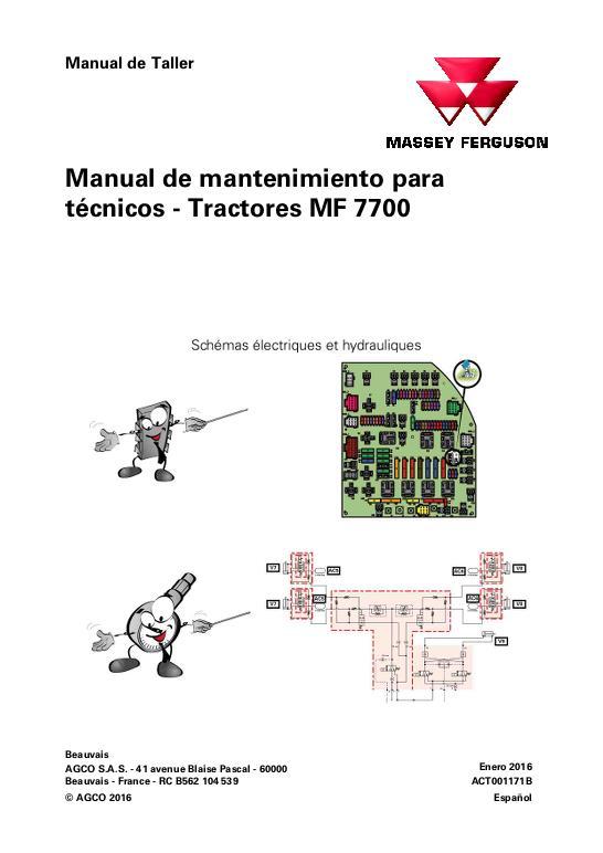 AGCO 7700 Series Tractor Technician Service Book Service Manual ACT001171B Spanish