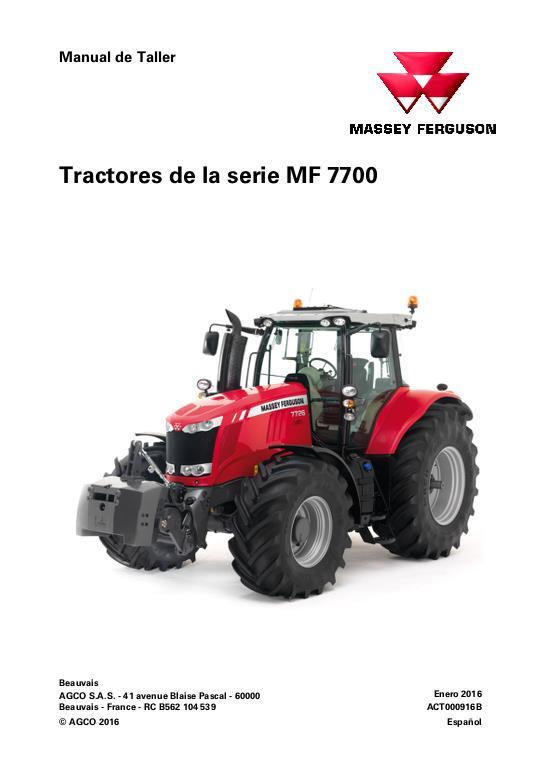 AGCO 7714 to 7726, 7714S to 7726S Tractor (packet) Service Manual ACT000916B Spanish