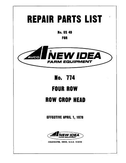 AGCO 774 Row Crop Head (4 row, narrow) Parts Book 986130 English
